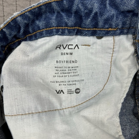 RVCA Denim Shorts Women 27 Blue Boyfriend Fit Distressed Surfer Summer - Picture 7 of 12